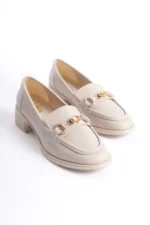 Kadın Loafer Ayakkabı Bej Mat - Tokalı, Şık ve Rahat Günlük Kadın Ayakkabı