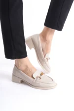 Kadın Loafer Ayakkabı Bej Mat - Tokalı, Şık ve Rahat Günlük Kadın Ayakkabı - Görsel 3
