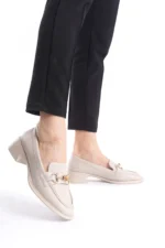 Kadın Loafer Ayakkabı Bej Mat - Tokalı, Şık ve Rahat Günlük Kadın Ayakkabı - Görsel 2