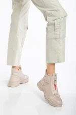 Bej Su Geçirmez Kışlık Bot – Paraşüt Fermuarlı, Ortopedik ve Dayanıklı Yeni Sezon Bot - Görsel 3