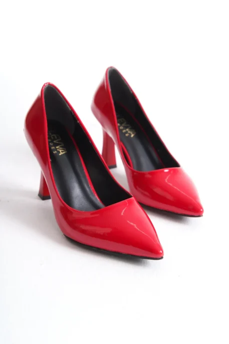 Kırmızı Rugan Kadeh Topuklu Stiletto - 9 cm | Şık ve Zarif Kadın Ayakkabısı