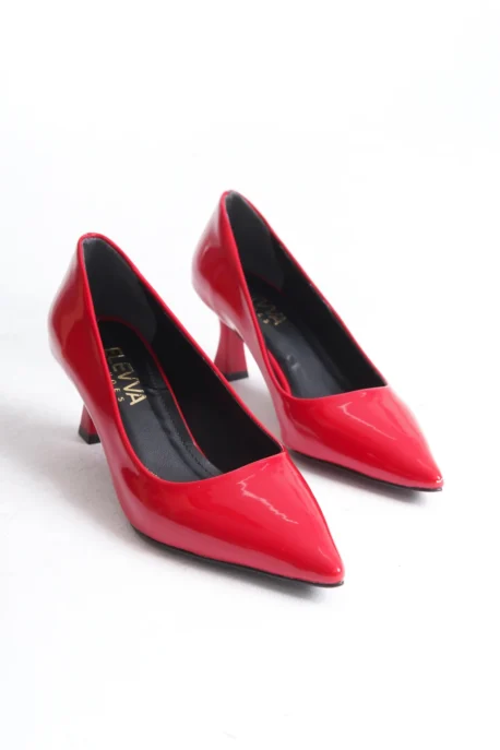 Kırmızı Rugan Kısa Topuklu Stiletto - Kadeh Topuk 6 cm | Şık ve Rahat