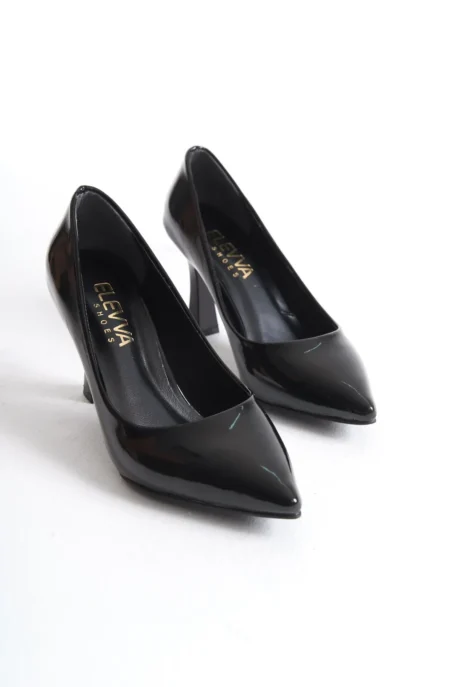 Siyah Rugan Kadeh Topuklu Stiletto - 9 cm | Şık ve Zarif Kadın Ayakkabısı
