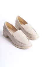 Kadın Loafer Ayakkabı Bej Mat - Günlük Rahat Kadın Ayakkabı
