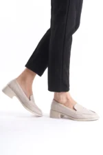 Kadın Loafer Ayakkabı Bej Mat - Günlük Rahat Kadın Ayakkabı - Görsel 4