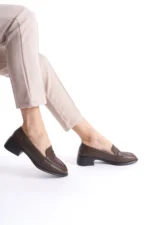 Kadın Loafer Ayakkabı Kahverengi - Günlük ve Rahat Sade Loafer Kadın Ayakkabı - Görsel 4