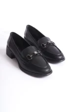 Kadın Loafer Ayakkabı Siyah Mat - Tokalı Şık ve Rahat Günlük Kadın Ayakkabı