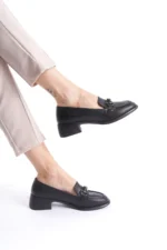Kadın Loafer Ayakkabı Siyah Mat - Tokalı Şık ve Rahat Günlük Kadın Ayakkabı - Görsel 2