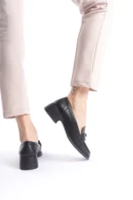 Kadın Loafer Ayakkabı Siyah Mat - Tokalı Şık ve Rahat Günlük Kadın Ayakkabı - Görsel 4